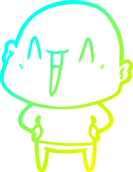 Bir insan tarafından çizilmiş, mutlu, kel bir adamın çizdiği soğuk çizgi.