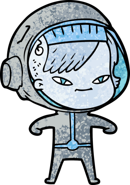 Bir insan tarafından çizilmiş astronot kadın.