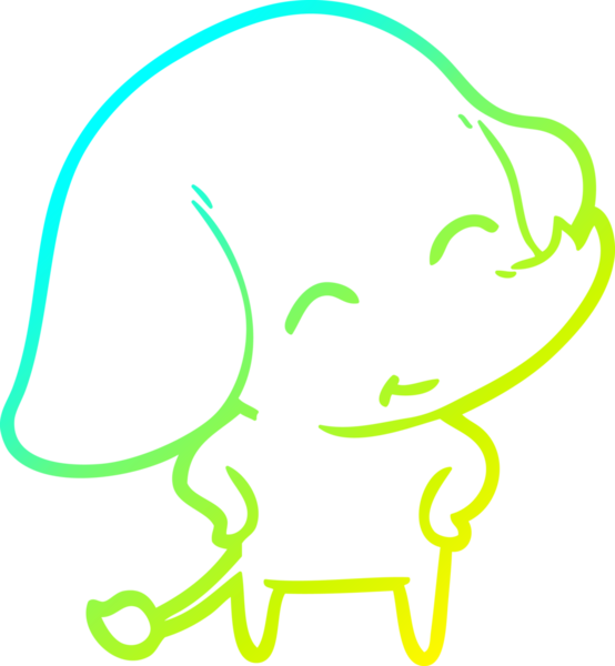 Bir insan tarafından çizilmiş şirin bir filin soğuk gradyan çizgisi