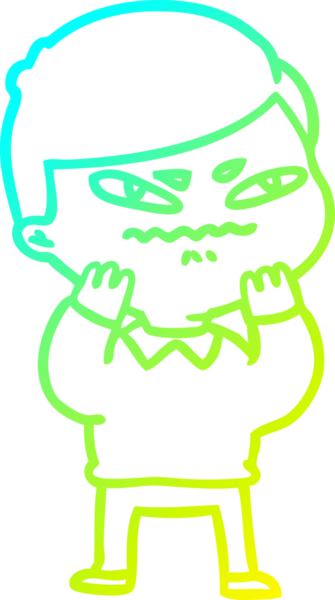 Bir insan tarafından çizilmiş kızgın bir adamın soğuk çizgi çizimi.