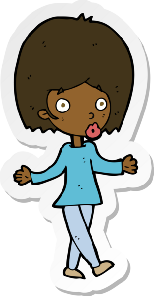 Bir insan tarafından çizilmiş, kafası karışmış bir kadının çıkartması.