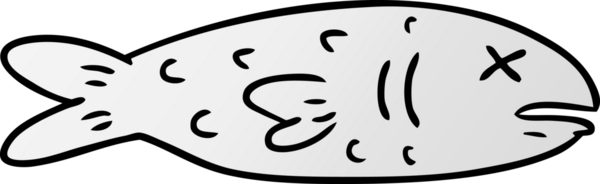 Bir insan tarafından çizilmiş ölü bir balığın el çizimi karikatürü.