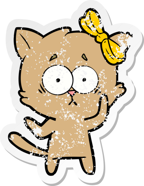 Bir insan tarafından çizilmiş karikatür bir kedinin sıkıntılı çıkartması.