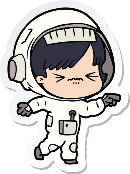 Bir insan tarafından çizilmiş astronot bir kadının çıkartması.