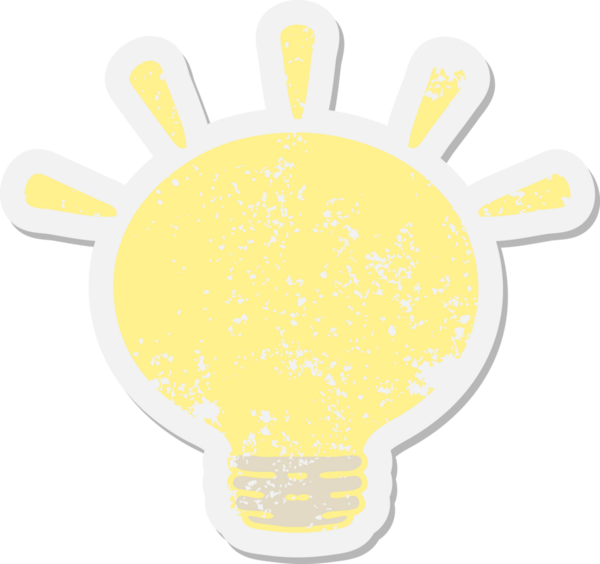 Bir insan tarafından çizilmiş parlak ampul grunge çıkartması.