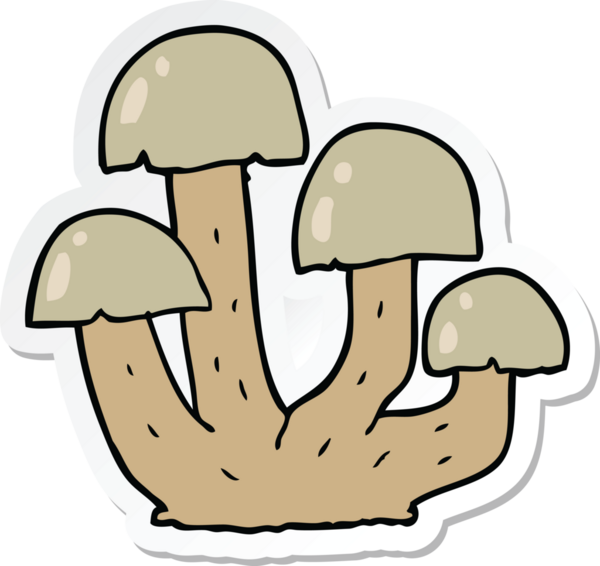 Bir insan tarafından çizilmiş karikatür mantarı çıkartması.