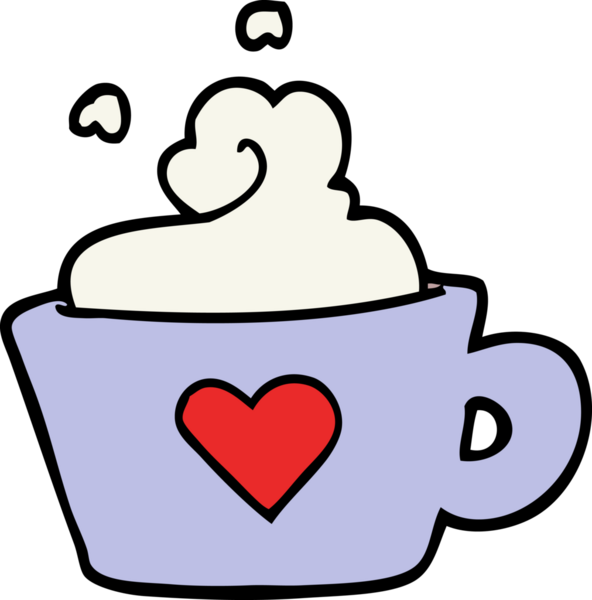 Bir insan tarafından çizilmiş karalama tarzı bir kahve fincanı.