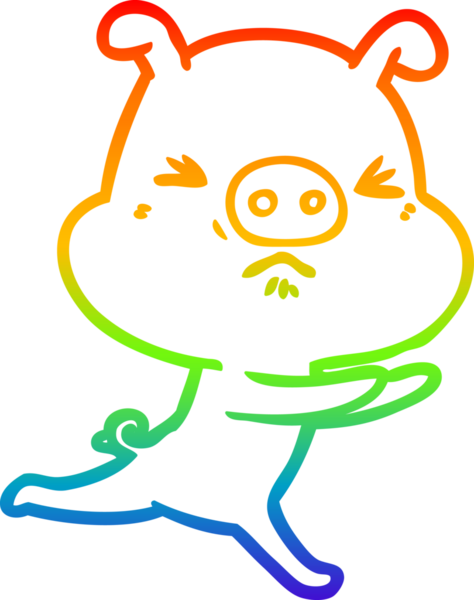 Gökkuşağı gradyan çizgi çizimi Bir insan tarafından çizilen sinir bozucu domuz