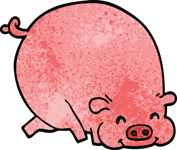 Bir insan tarafından çizilmiş şişko domuz.