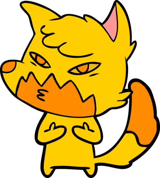 Bir insan tarafından çizilmiş tilki çizgi film karakteri