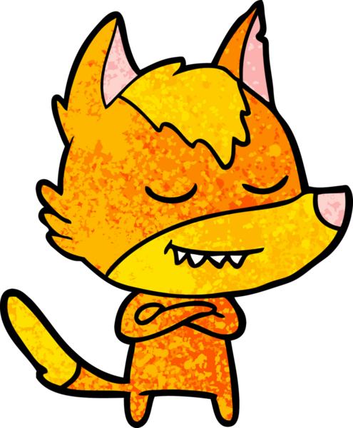 Bir insan tarafından çizilmiş tilki çizgi film karakteri