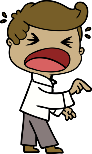 Çizgi filmdeki bağıran adam bir insan tarafından çizilmiş.