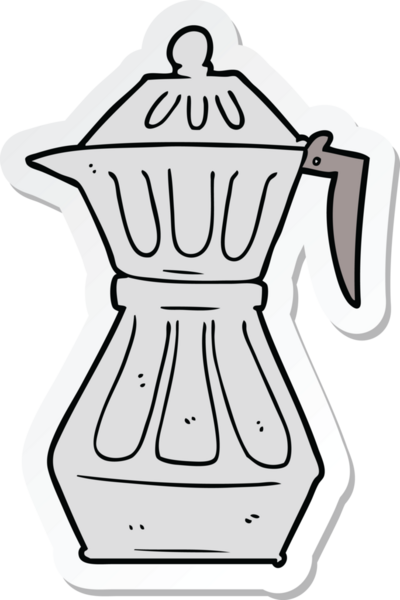 Bir insan tarafından çizilmiş karikatür espresso kutusunun etiketi.