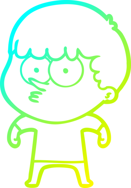 Bir çizgi film karakteri çizen soğuk gradyan bir insan tarafından çizilmiş meraklı çocuk.