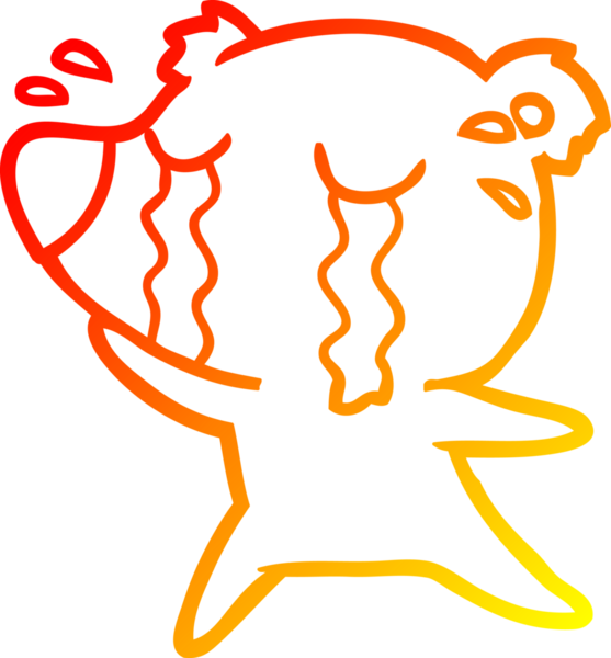 Bir insan tarafından çizilmiş ağlayan bir ayının sıcak çizgi çizimi