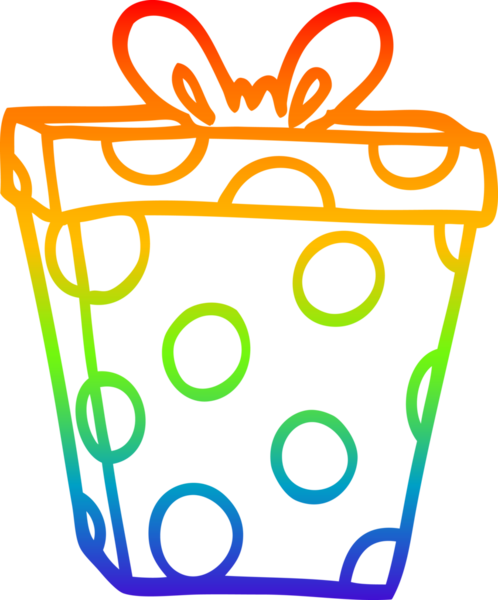 Bir insan tarafından çizilmiş bir çizgi film hediyesinin çizimi.