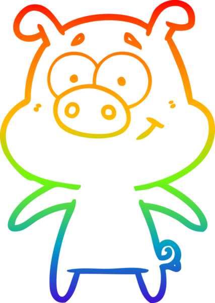 gökkuşağı gradyan çizimi mutlu çizgi domuz çizimi bir insan tarafından çizilmiş