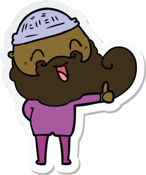 Bir insan tarafından çizilmiş mutlu sakallı bir adamın çıkartması.