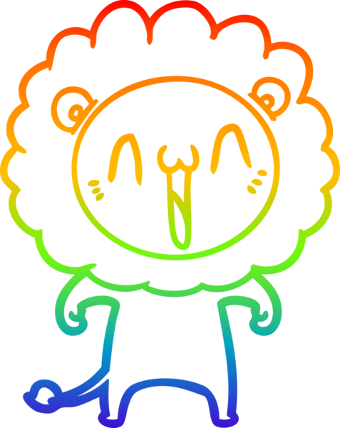 gökkuşağı gradyanı çizimi bir insan tarafından çizilmiş mutlu bir karikatür aslanı