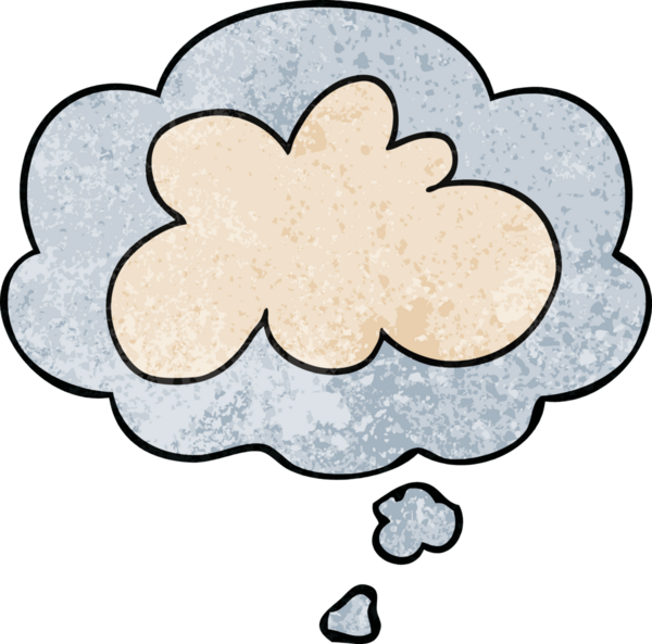 bir insan tarafından çizilmiş grunge desen biçiminde düşünce baloncuğu olan karikatür dekoratif bulut sembolü