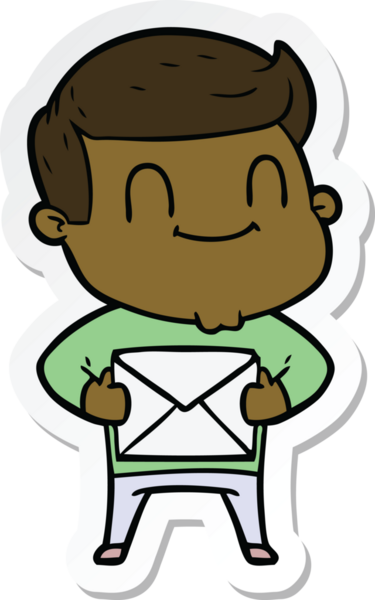 Bir insan tarafından çizilmiş, karikatür dostu bir adamın çıkartması.