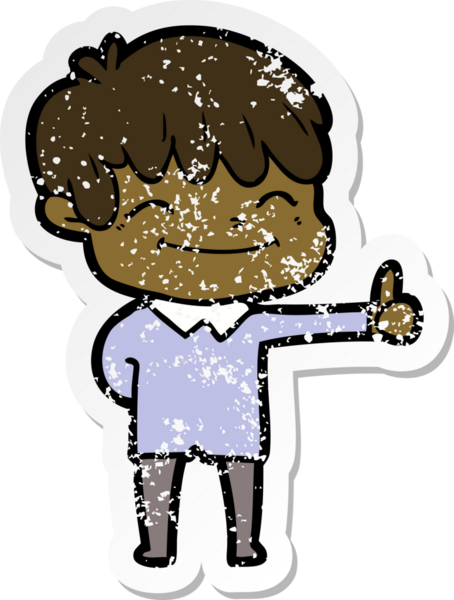 Bir insan tarafından çizilmiş mutlu bir çocuğun sıkıntılı çıkartması.