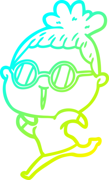 Bir insan tarafından çizilmiş gözlüklü bir karikatür kadın çizimi.