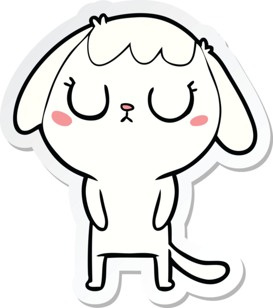 Bir insan tarafından çizilmiş şirin bir köpeğin çıkartması.