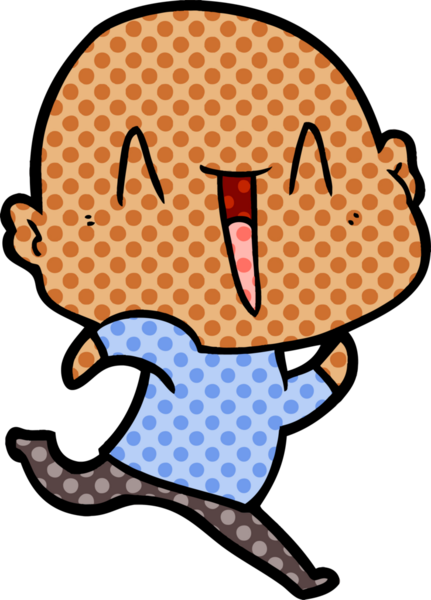 Bir insan tarafından çizilmiş mutlu, kel adam.