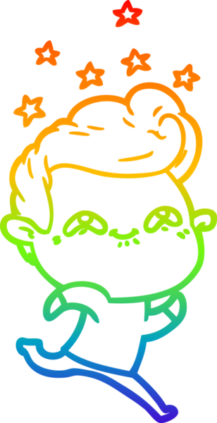 Gökkuşağı gradyanı çizimi bir insan tarafından çizilmiş heyecanlı bir çizgi film