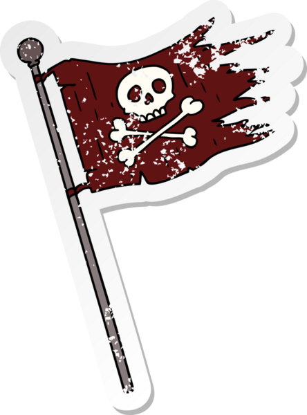 Bir insan tarafından çizilmiş korsan bayrağının çizilmiş karikatürü.