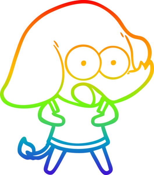 Gökkuşağı gradyan çizgisi bir insan tarafından çizilmiş şirin bir fil çizimi