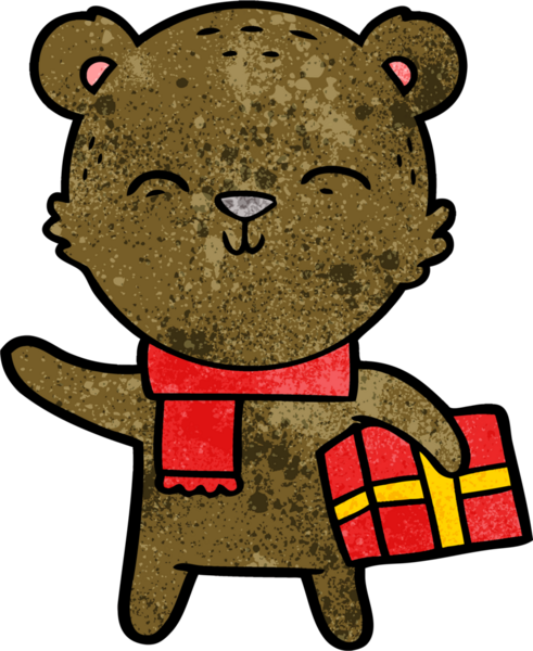 Bir insan tarafından çizilmiş mutlu çizgi film ayısı.