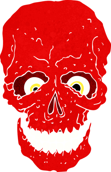 Bir insan tarafından çizilmiş ürkütücü bir kafatası.