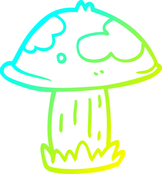 Bir insan tarafından çizilmiş vahşi bir mantarın soğuk gradyan çizimi
