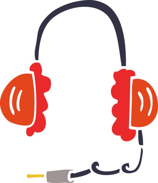 Bir insan tarafından çizilmiş çizgi film kulaklıkları.