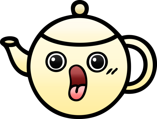 Bir insan tarafından çizilmiş bir çaydanlığın gölgeli karikatürü