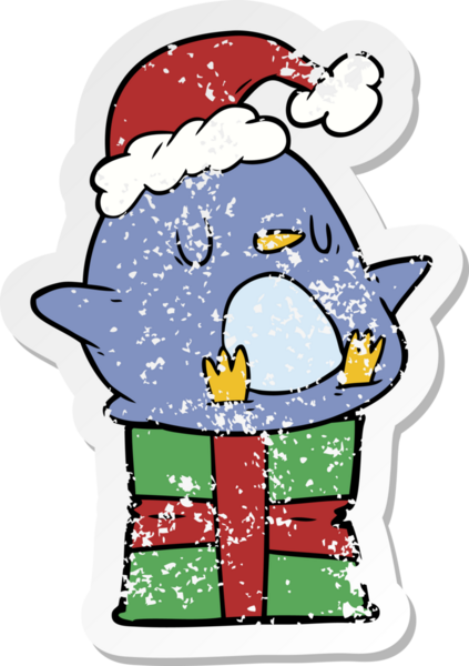 Bir insan tarafından çizilmiş sevimli bir penguenin üzgün çıkartması.