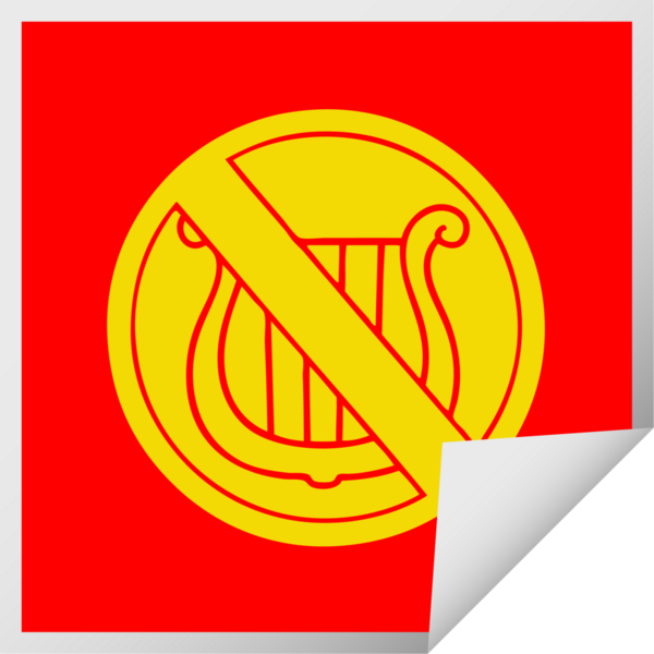 Bir insan tarafından çizilen imzaya izin verilmeyen müzik olmayan kare soyulmuş etiket karikatürü