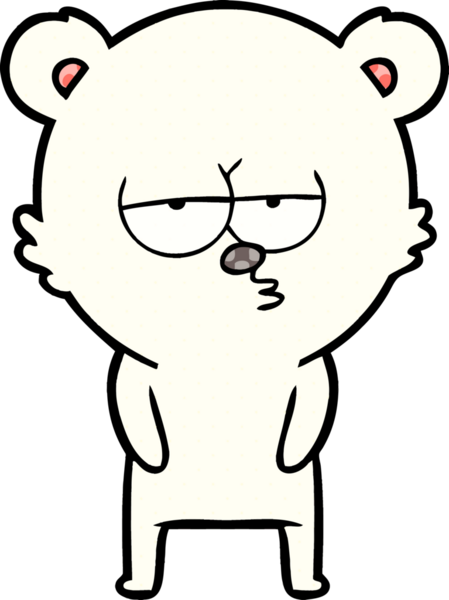 Bir insan tarafından çizilmiş sıkılan kutup ayısı çizgi filmi.