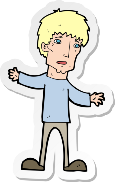 Bir insan tarafından çizilmiş endişeli bir karikatür çıkartması.