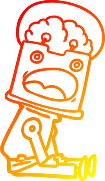 Bir insan tarafından çizilen çizgi film robotunun sıcak çizgi çizimi