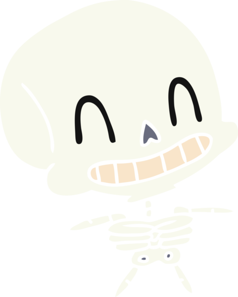 Bir insan tarafından çizilmiş ürkütücü kawaii iskeletinin serbest çizimi.