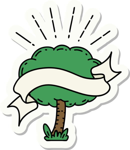 Bir insan tarafından çizilmiş dövme stili bir ağacın çıkartması.