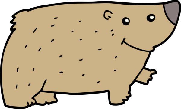 Bir insan tarafından çizilmiş çizgi film ayısı.