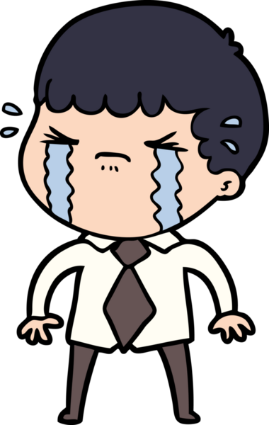 Bir insan tarafından çizilmiş ağlayan çizgi film adamı.