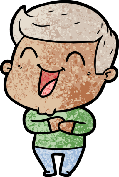 Bir insan tarafından çizilmiş gülen çizgi film adamı.