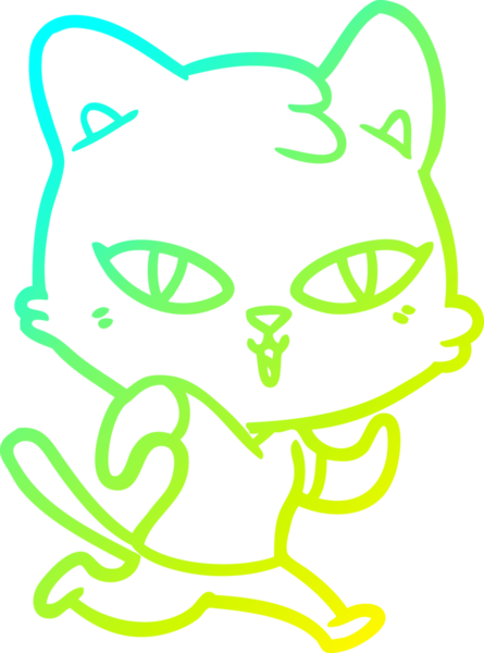 Bir çizgi film kedisinin insan tarafından çizilmiş soğuk hava çizgisi çizimi