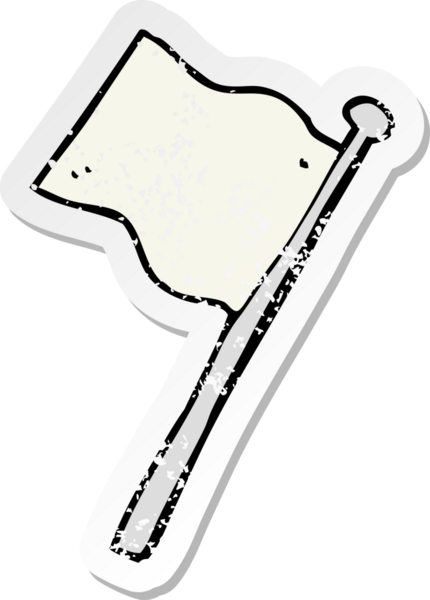 Bir insan tarafından çizilmiş beyaz bir bayrağın gerici gerilimli çıkartması