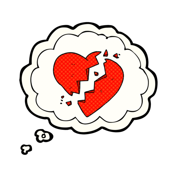 Serbest çizim düşünce balonu karikatürü Bir insan tarafından çizilmiş kırık kalp